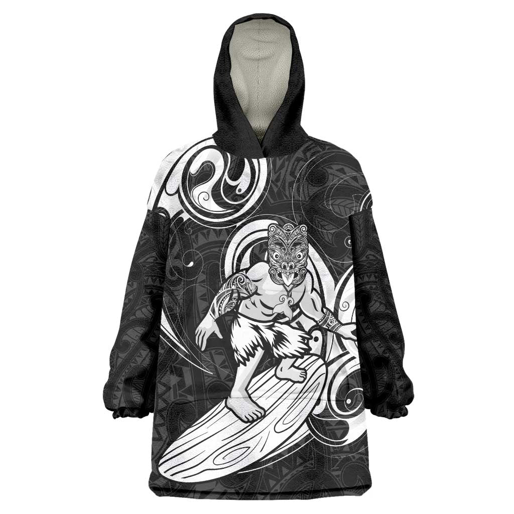 Personalised New Zealand Surfing Wearable Blanket Hoodie Aotearoa Maori Tiki Haka - Vibe Hoodie Shop