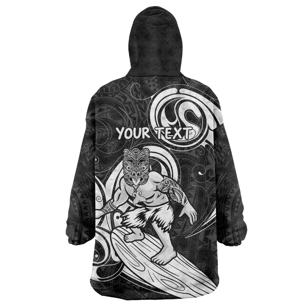 Personalised New Zealand Surfing Wearable Blanket Hoodie Aotearoa Maori Tiki Haka - Vibe Hoodie Shop