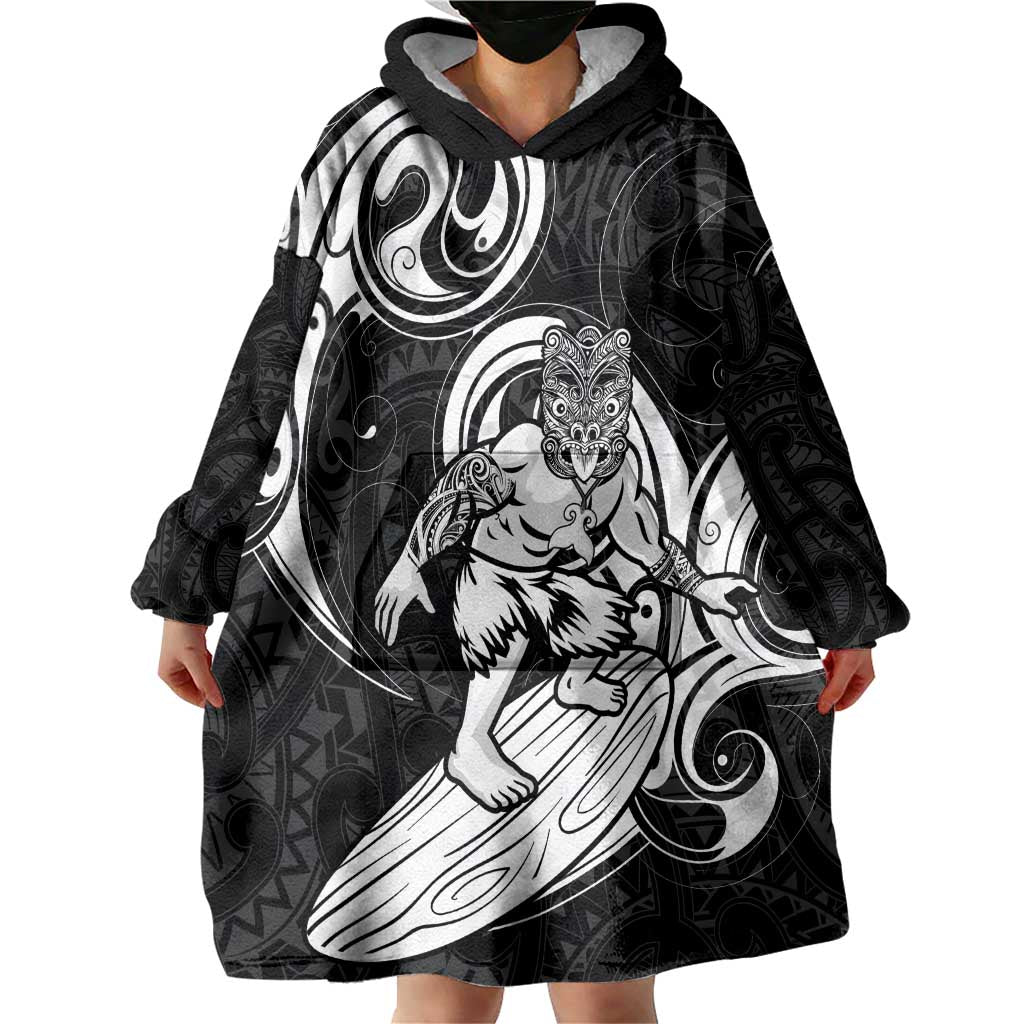 Personalised New Zealand Surfing Wearable Blanket Hoodie Aotearoa Maori Tiki Haka - Vibe Hoodie Shop