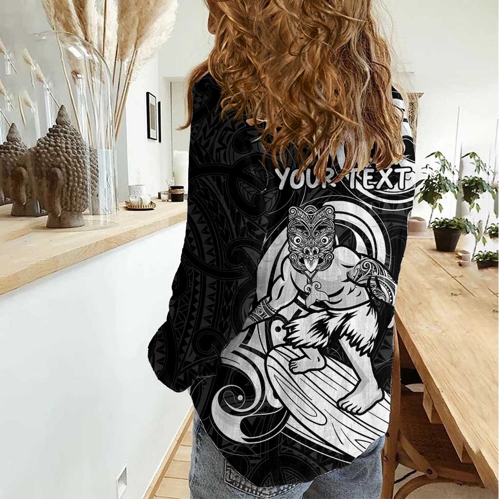Personalised New Zealand Surfing Women Casual Shirt Aotearoa Maori Tiki Haka - Vibe Hoodie Shop