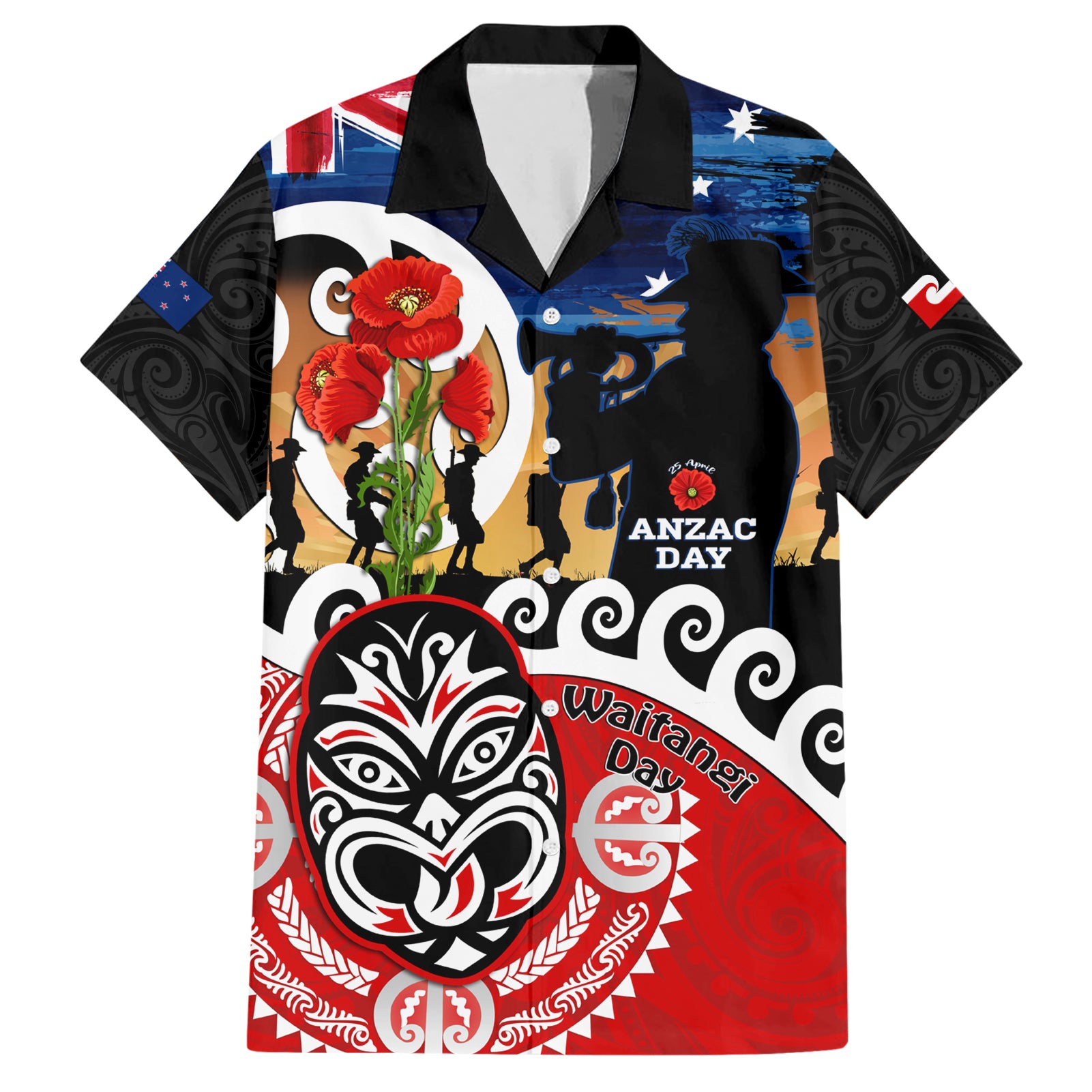 New Zealand Waitangi And ANZAC Day Hawaiian Shirt Aotearoa Maori Tiki With Last Post - Vibe Hoodie Shop