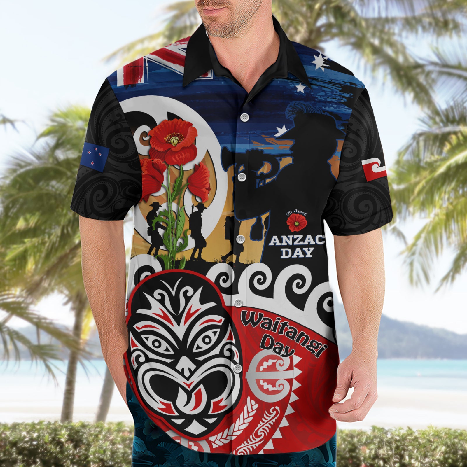 New Zealand Waitangi And ANZAC Day Hawaiian Shirt Aotearoa Maori Tiki With Last Post - Vibe Hoodie Shop