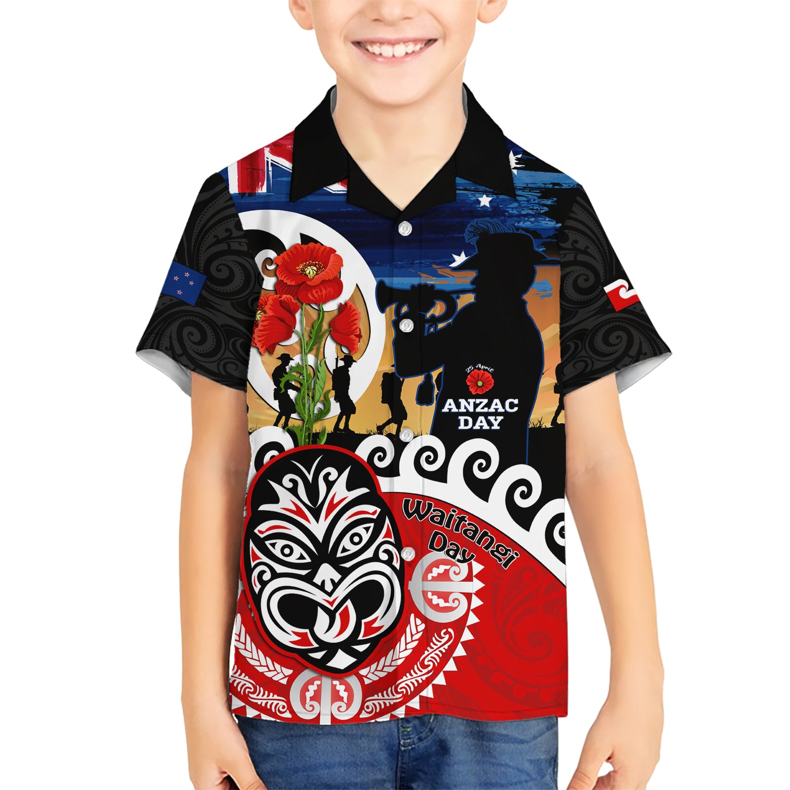 New Zealand Waitangi And ANZAC Day Hawaiian Shirt Aotearoa Maori Tiki With Last Post - Vibe Hoodie Shop