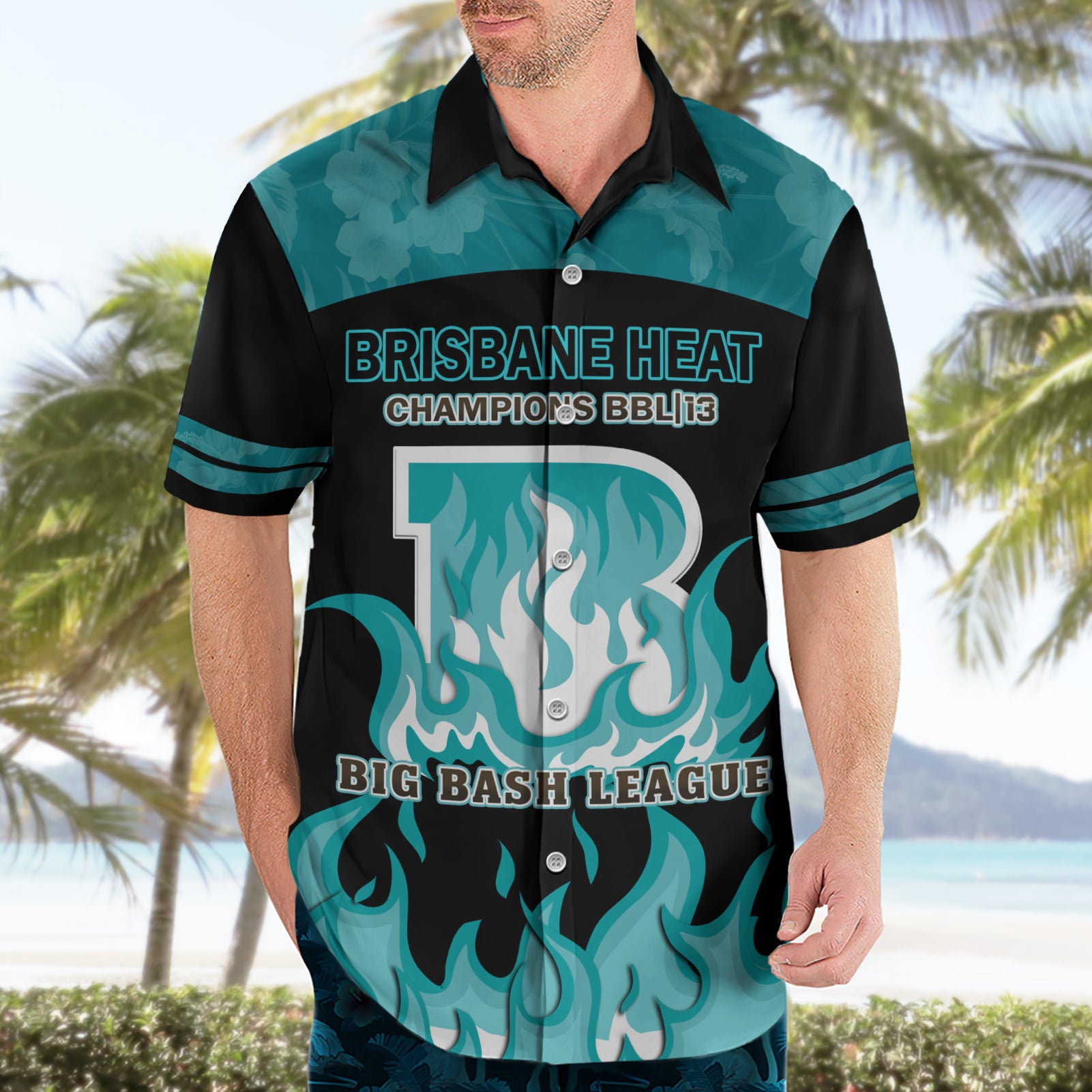 BBL Brisbane Heat Hawaiian Shirt 2nd Champions 2024 New History - Vibe Hoodie Shop