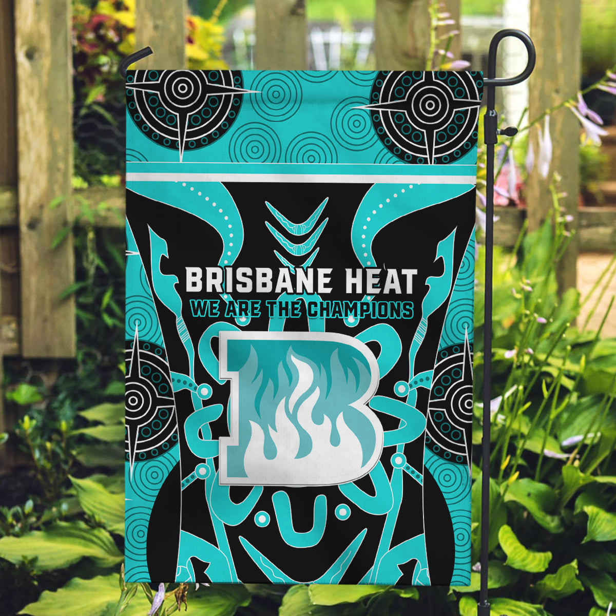 Brisbane Heat Garden Flag We Are The Champions Aboriginal Art - Vibe Hoodie Shop