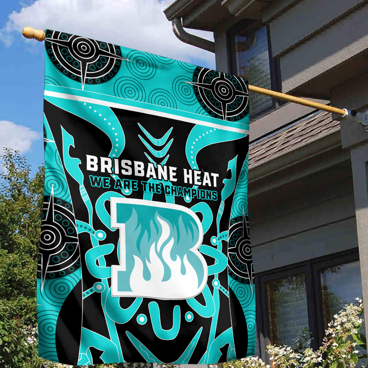 Brisbane Heat Garden Flag We Are The Champions Aboriginal Art - Vibe Hoodie Shop