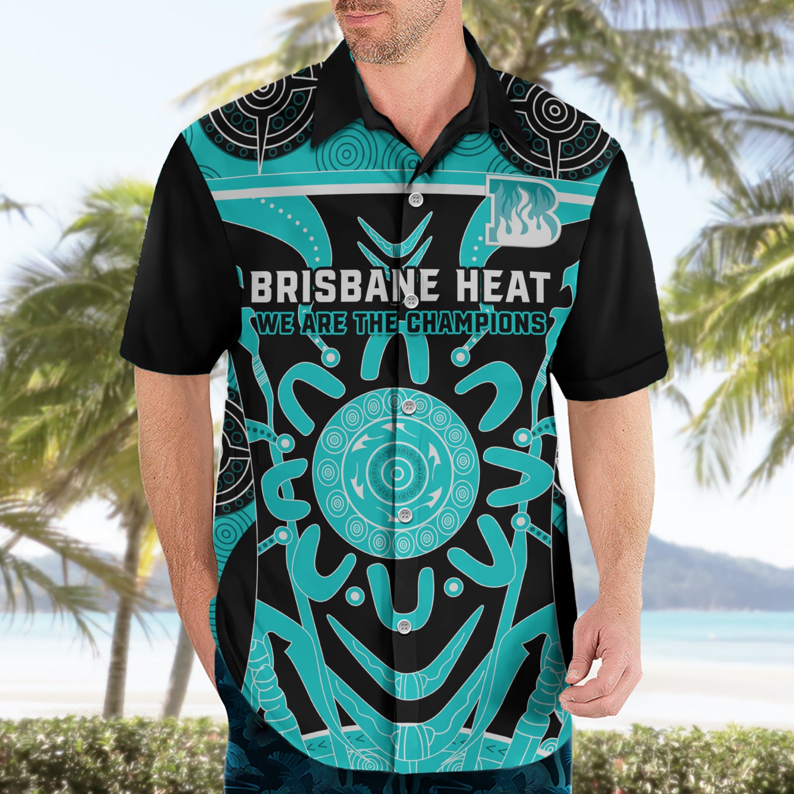 Custom Brisbane Heat Hawaiian Shirt We Are The Champions Aboriginal Art - Vibe Hoodie Shop