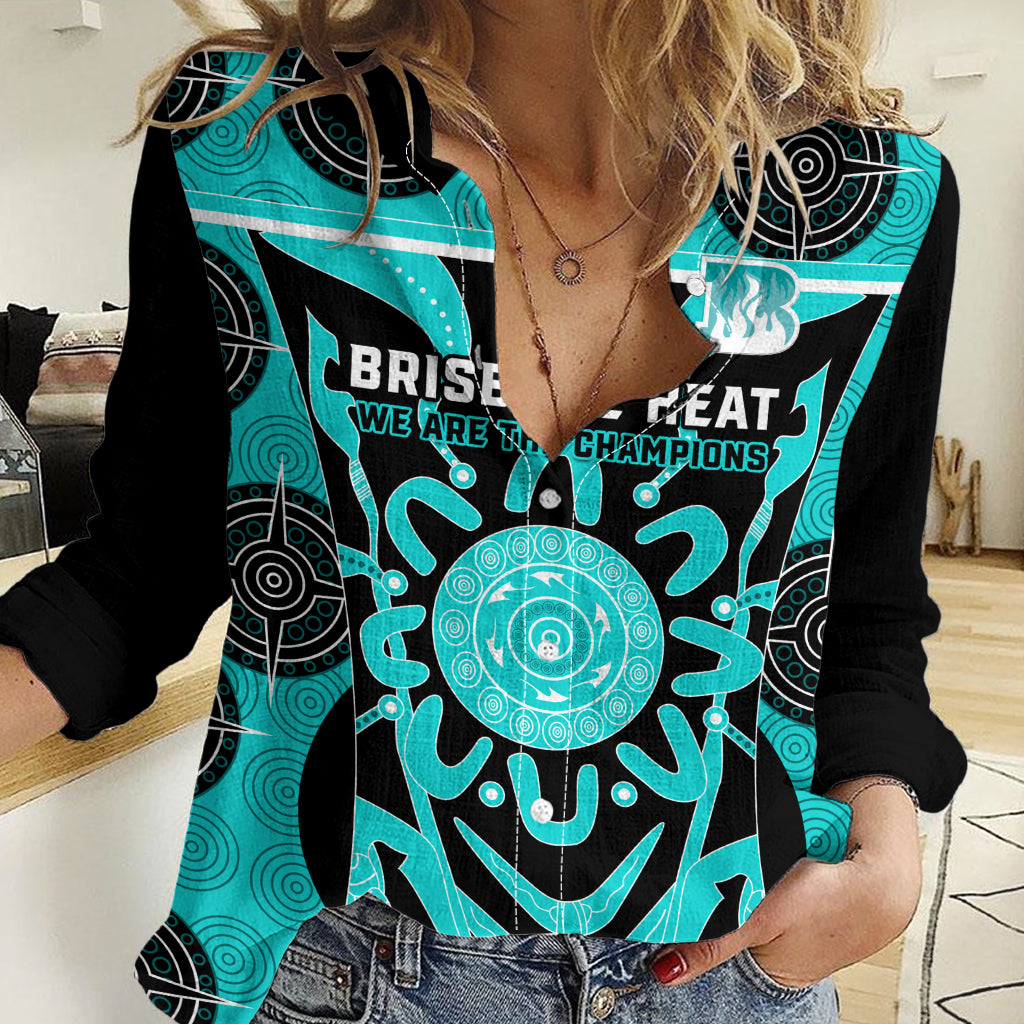Custom Brisbane Heat Women Casual Shirt We Are The Champions Aboriginal Art - Vibe Hoodie Shop