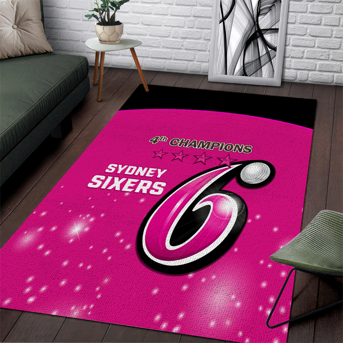 BBL Sydney Sixers Area Rug 4th Champions 2024 New History - Vibe Hoodie Shop