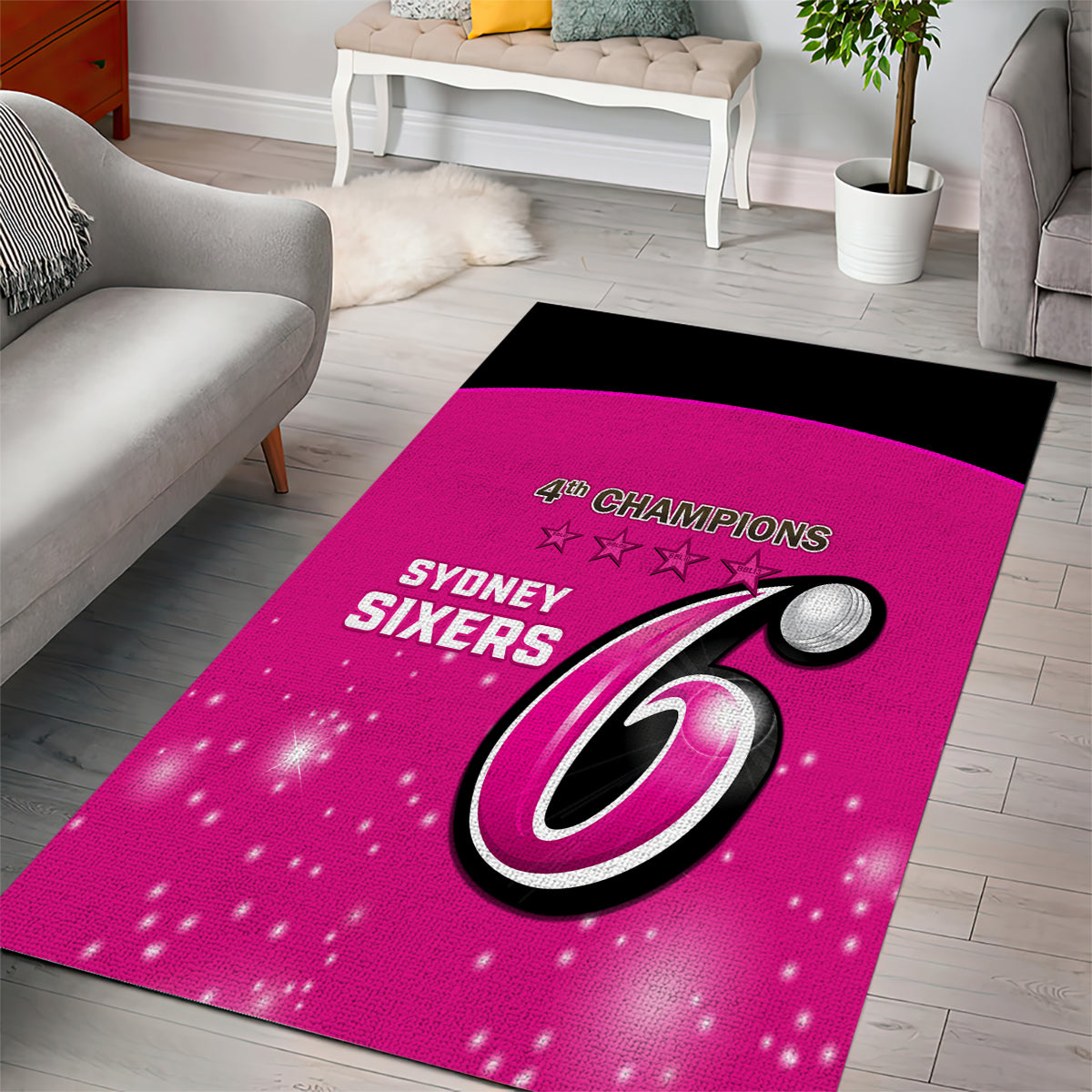 BBL Sydney Sixers Area Rug 4th Champions 2024 New History - Vibe Hoodie Shop