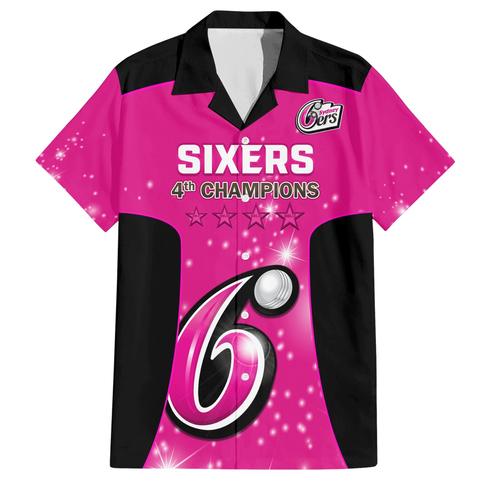 Personalised BBL Sydney Sixers Hawaiian Shirt 4th Champions 2024 New History - Vibe Hoodie Shop