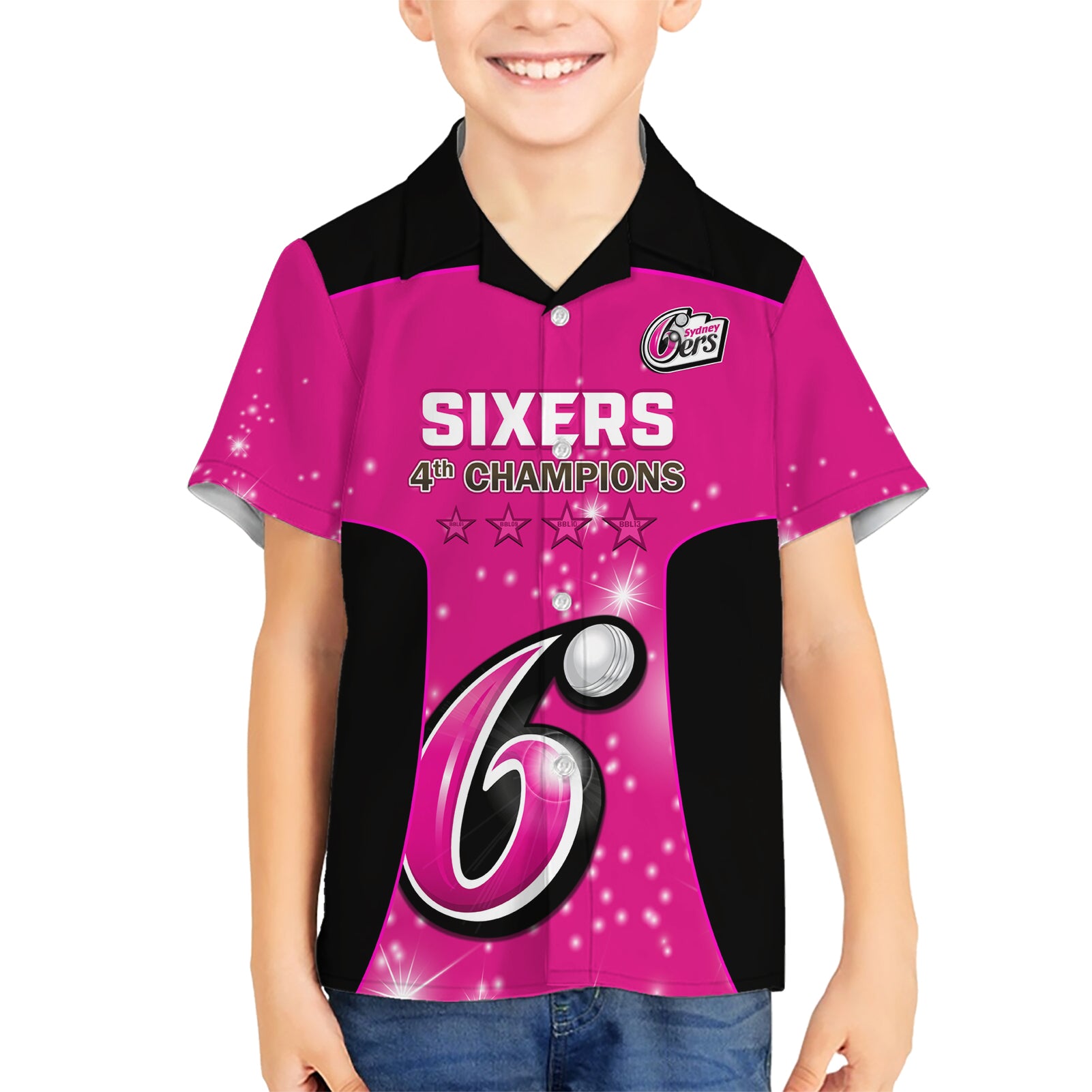 Personalised BBL Sydney Sixers Hawaiian Shirt 4th Champions 2024 New History - Vibe Hoodie Shop