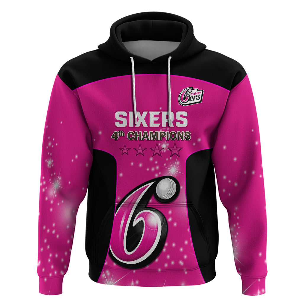 Personalised BBL Sydney Sixers Hoodie 4th Champions 2024 New History - Vibe Hoodie Shop