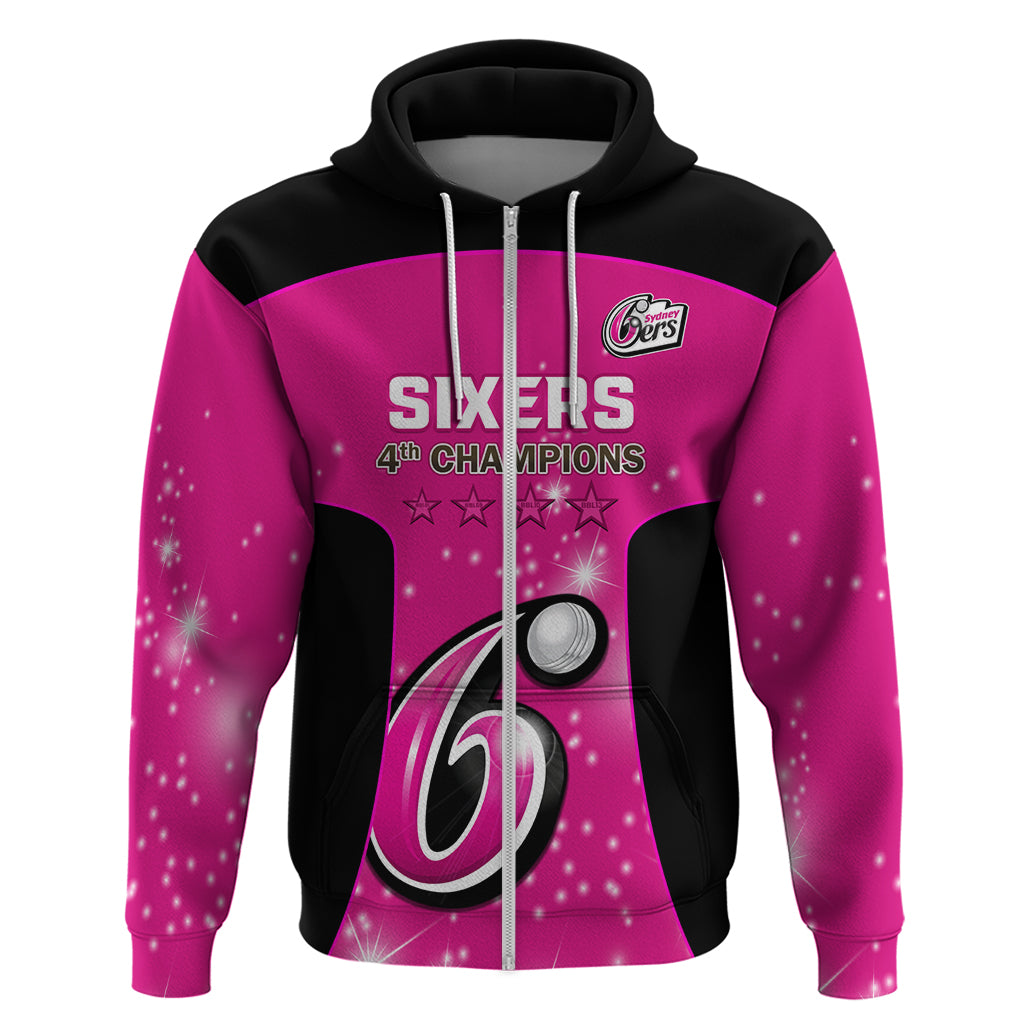 Personalised BBL Sydney Sixers Hoodie 4th Champions 2024 New History - Vibe Hoodie Shop