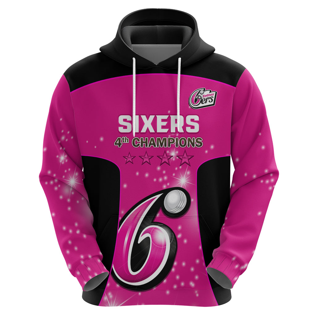 Personalised BBL Sydney Sixers Hoodie 4th Champions 2024 New History - Vibe Hoodie Shop