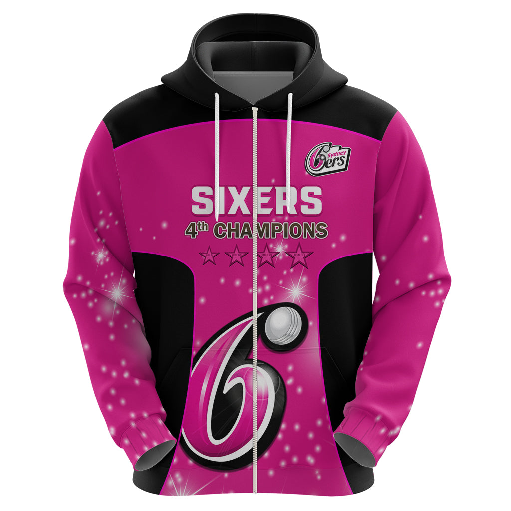 Personalised BBL Sydney Sixers Hoodie 4th Champions 2024 New History - Vibe Hoodie Shop