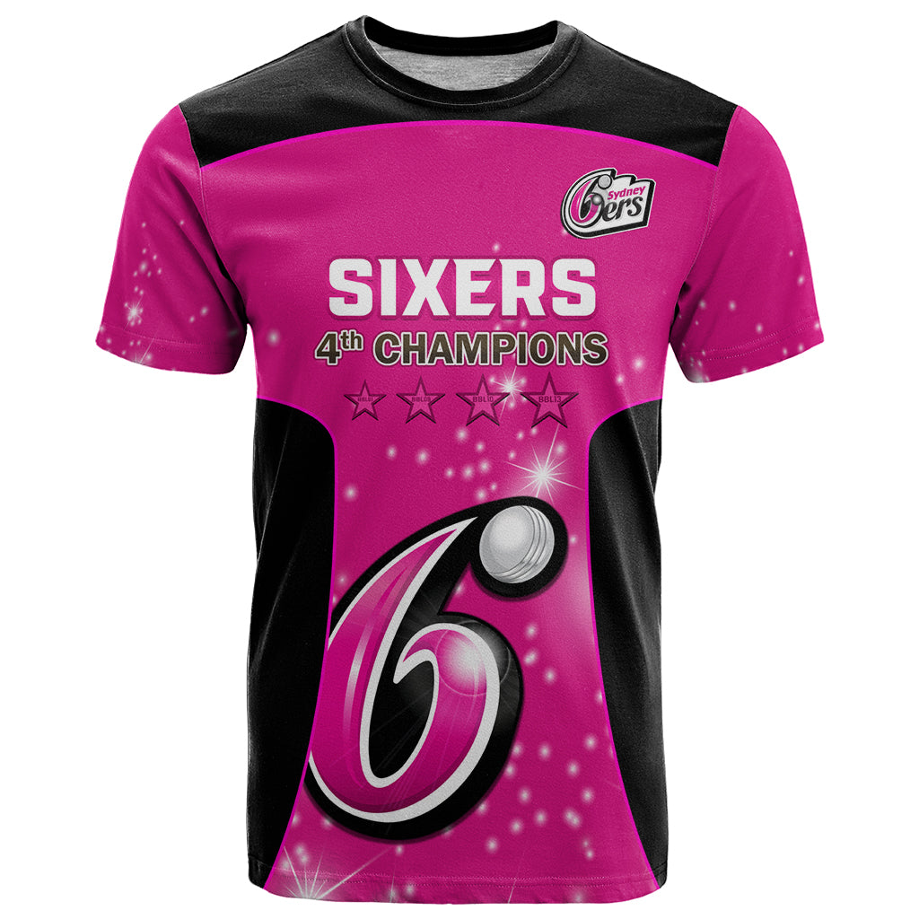 Personalised BBL Sydney Sixers T Shirt 4th Champions 2024 New History - Vibe Hoodie Shop