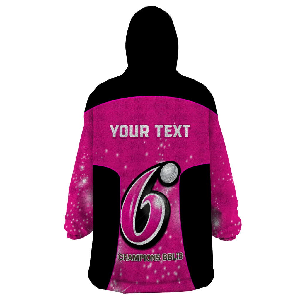 Personalised BBL Sydney Sixers Wearable Blanket Hoodie 4th Champions 2024 New History - Vibe Hoodie Shop