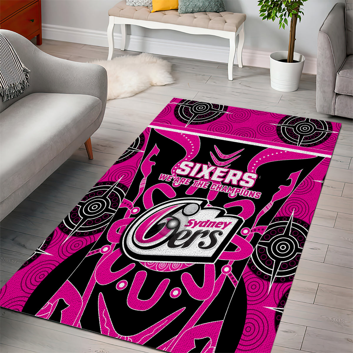 Sydney Sixers Area Rug We Are The Champions Aboriginal Art - Vibe Hoodie Shop