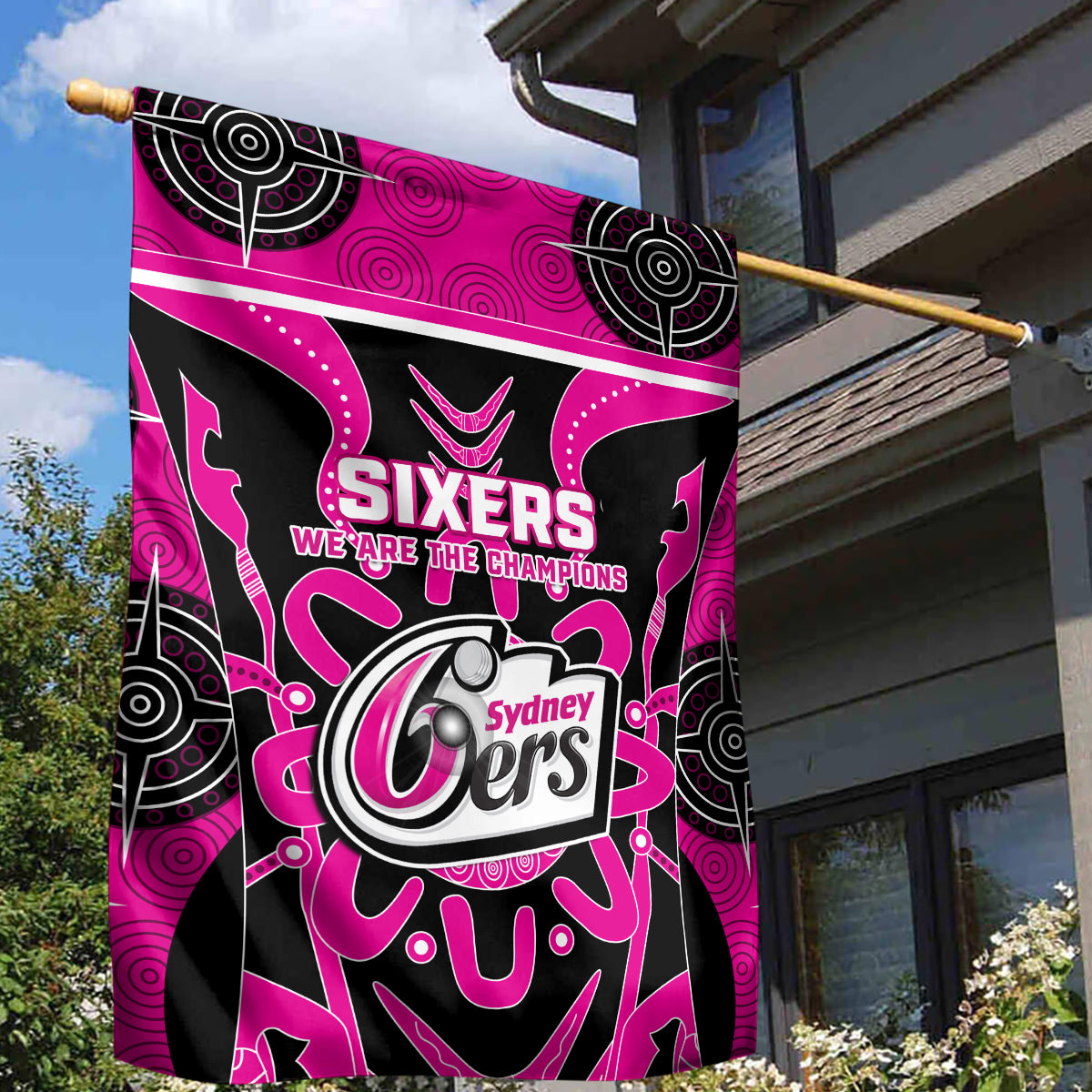 Sydney Sixers Garden Flag We Are The Champions Aboriginal Art - Vibe Hoodie Shop