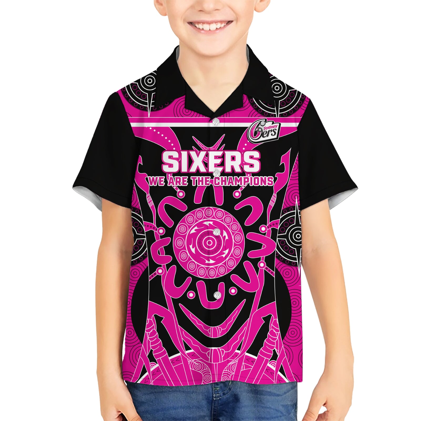 Custom Sydney Sixers Hawaiian Shirt We Are The Champions Aboriginal Art - Vibe Hoodie Shop