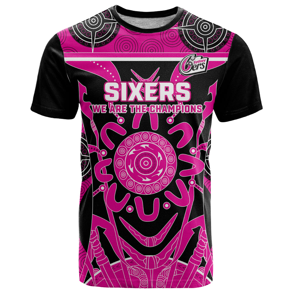 Custom Sydney Sixers T Shirt We Are The Champions Aboriginal Art - Vibe Hoodie Shop