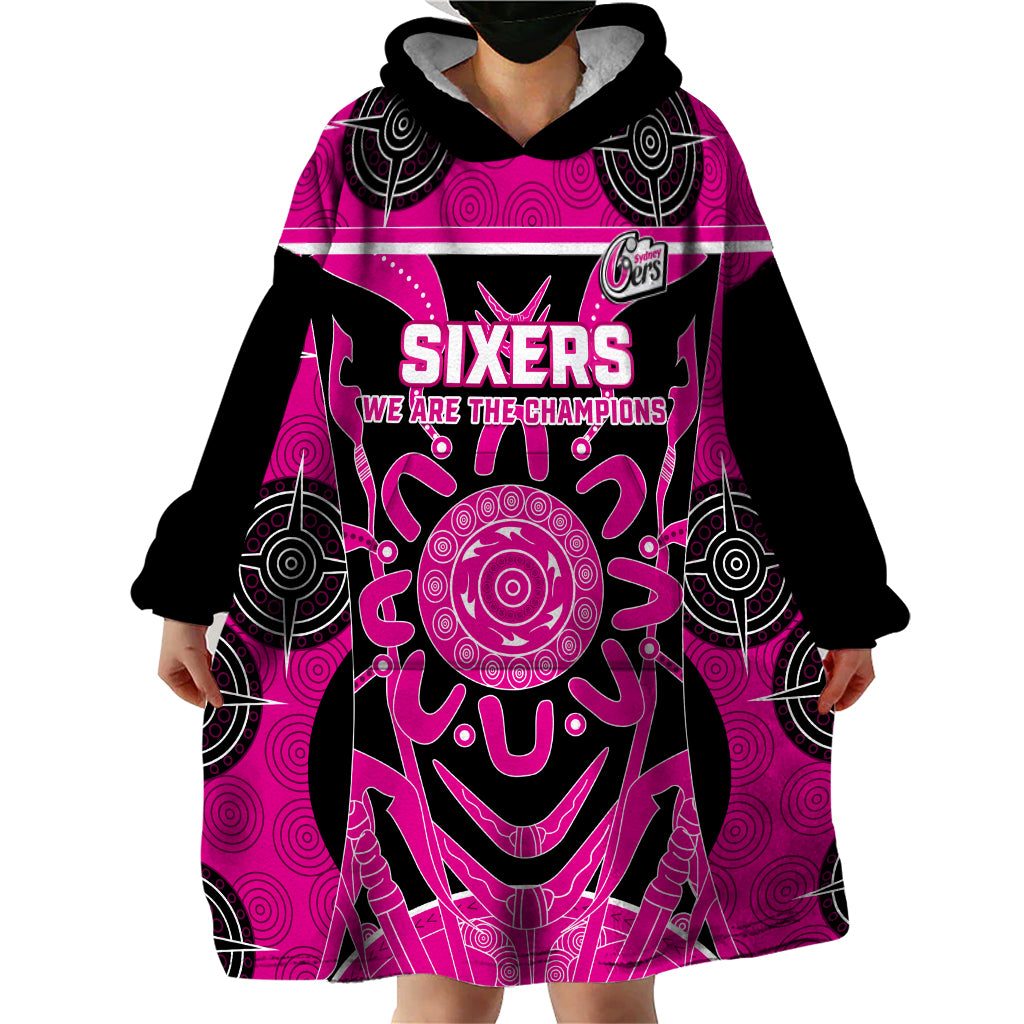 Custom Sydney Sixers Wearable Blanket Hoodie We Are The Champions Aboriginal Art - Vibe Hoodie Shop