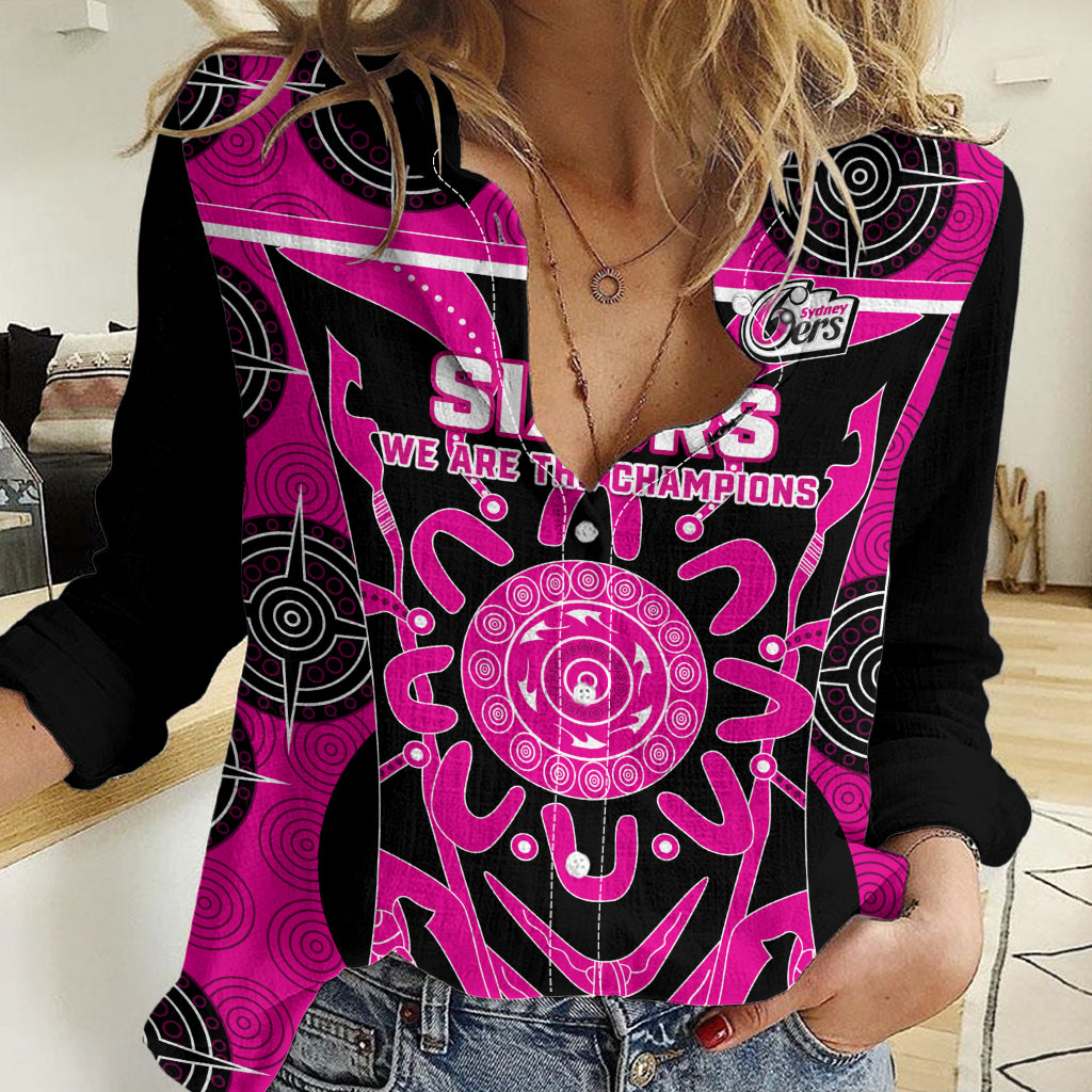 Custom Sydney Sixers Women Casual Shirt We Are The Champions Aboriginal Art - Vibe Hoodie Shop