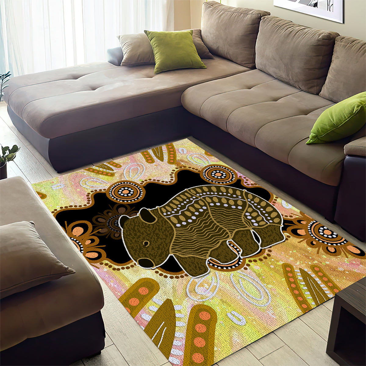 Australia Opal Wombat Area Rug Aussie Aboriginal Art - Vibe Hoodie Shop