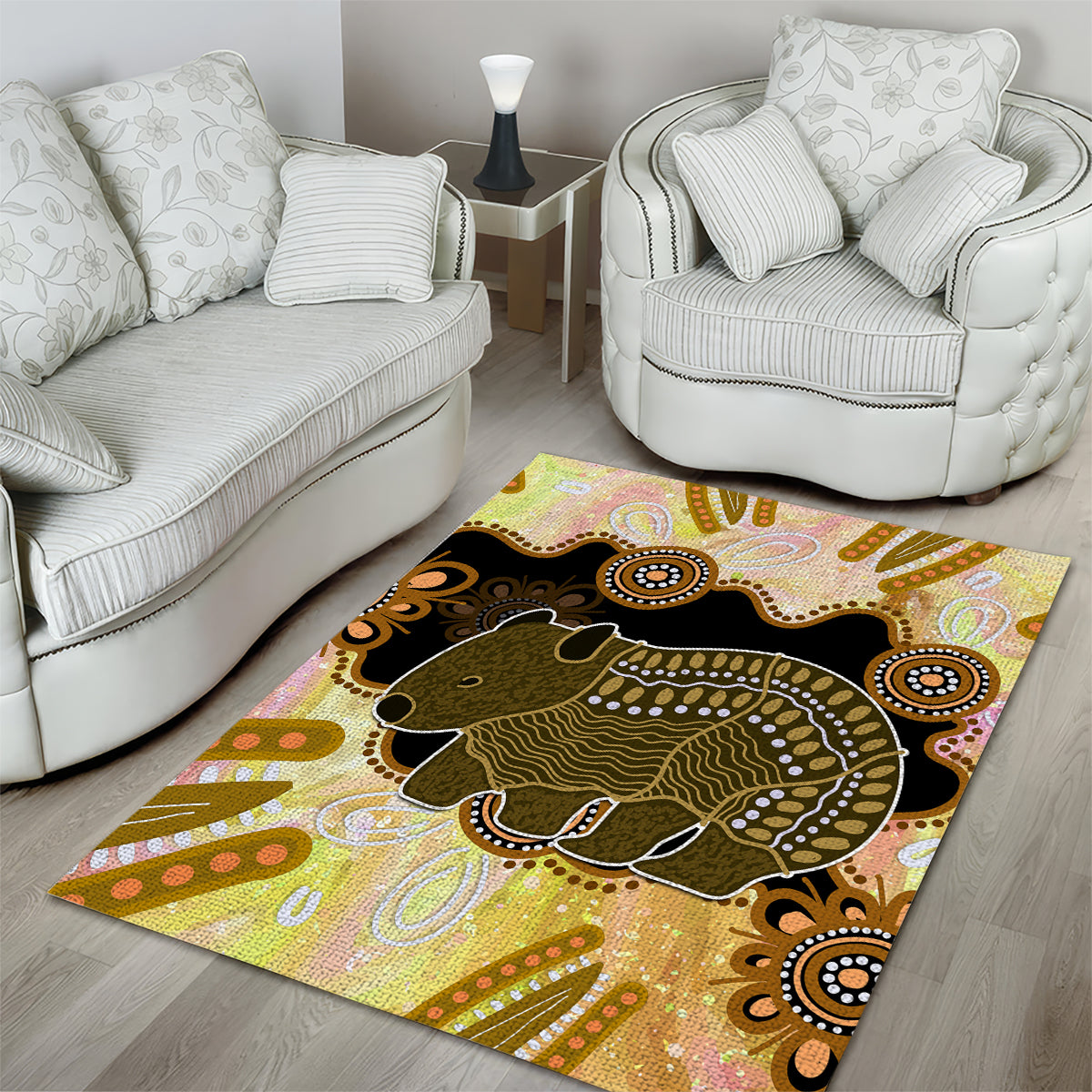 Australia Opal Wombat Area Rug Aussie Aboriginal Art - Vibe Hoodie Shop