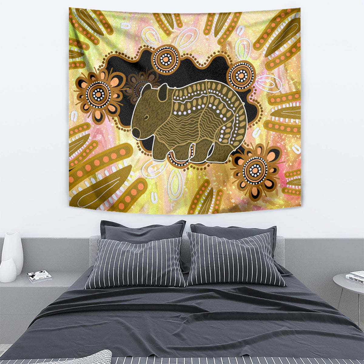 Australia Opal Wombat Tapestry Aussie Aboriginal Art - Vibe Hoodie Shop