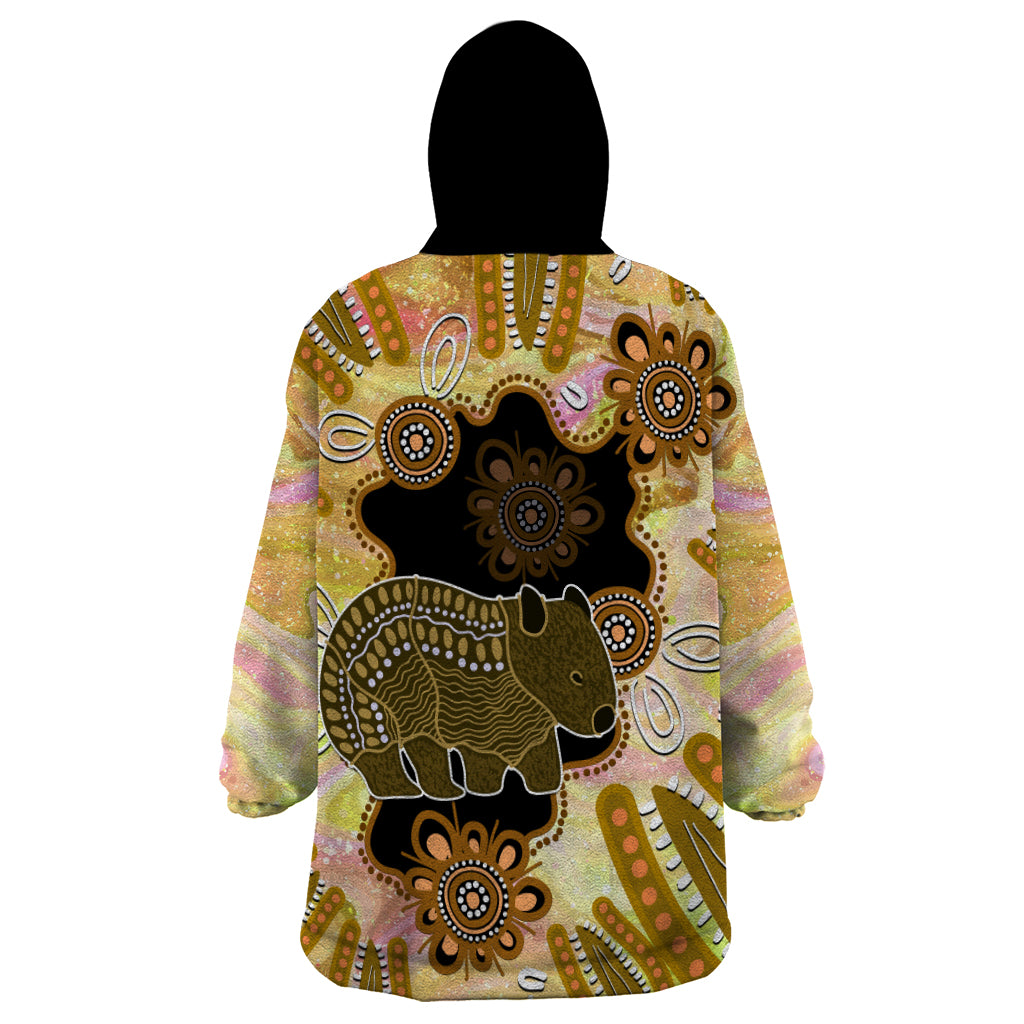 Australia Opal Wombat Wearable Blanket Hoodie Aussie Aboriginal Art - Vibe Hoodie Shop