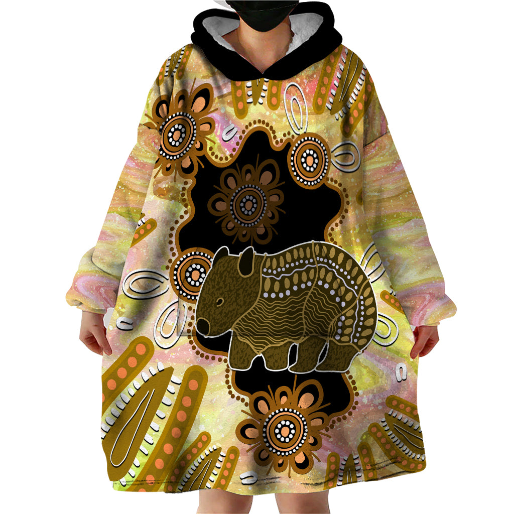 Australia Opal Wombat Wearable Blanket Hoodie Aussie Aboriginal Art - Vibe Hoodie Shop