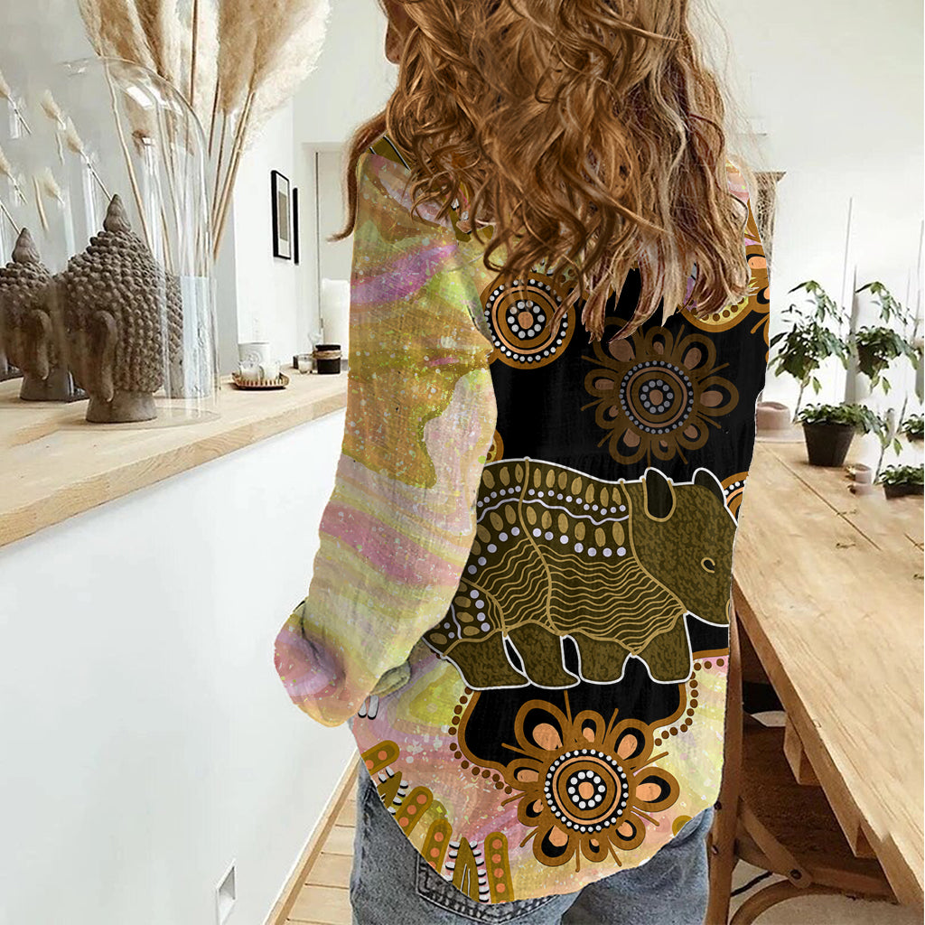 Australia Opal Wombat Women Casual Shirt Aussie Aboriginal Art - Vibe Hoodie Shop