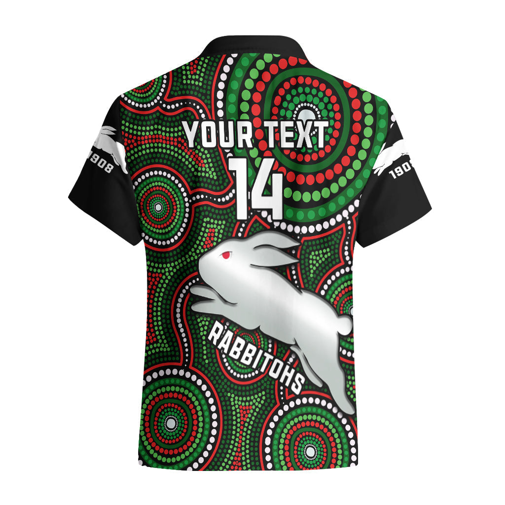 Personalised Rabbitohs Rugby Hawaiian Shirt Souths 1908 Indigenous Art - Vibe Hoodie Shop