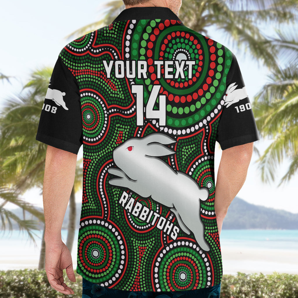 Personalised Rabbitohs Rugby Hawaiian Shirt Souths 1908 Indigenous Art - Vibe Hoodie Shop