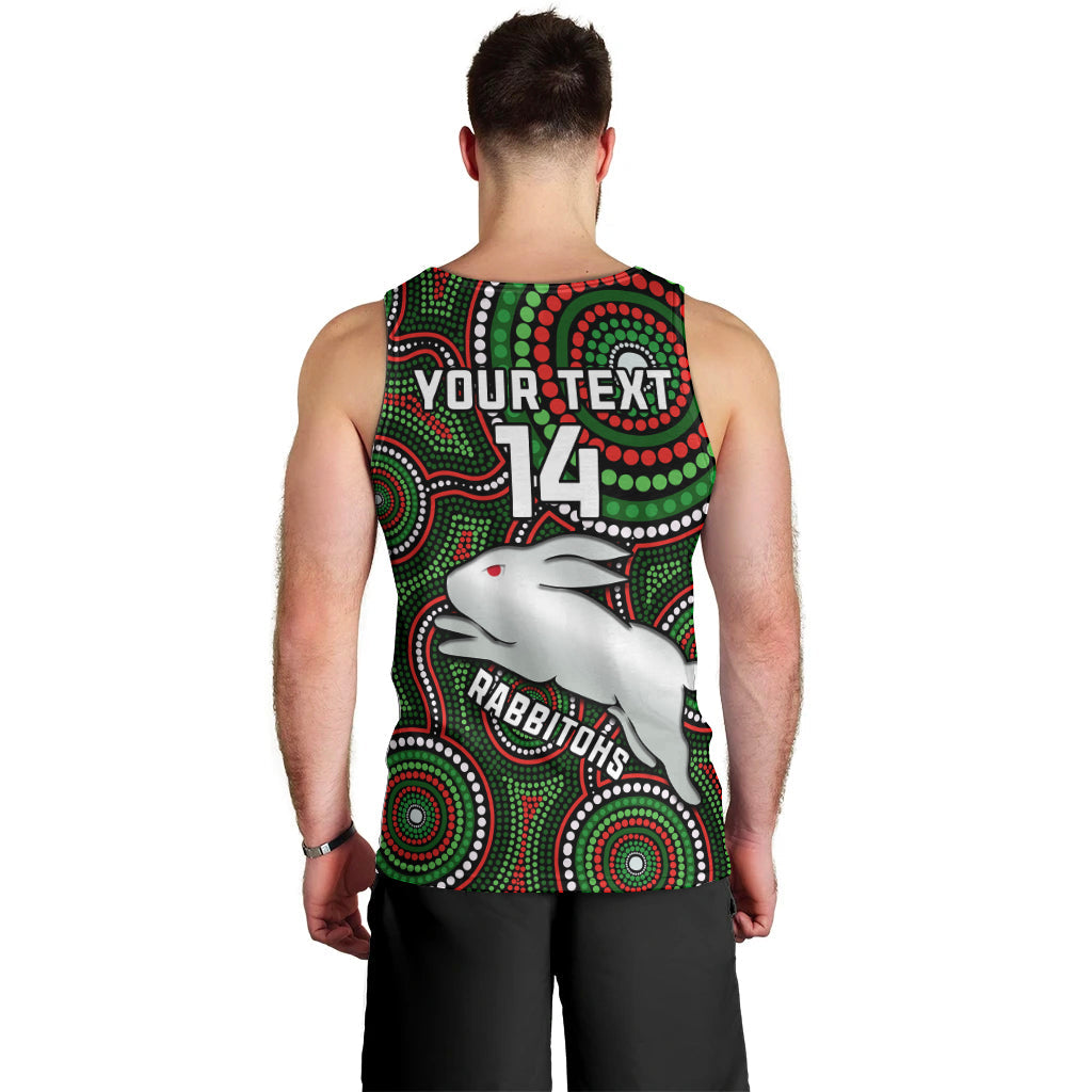 Personalised Rabbitohs Rugby Men Tank Top Souths 1908 Indigenous Art - Vibe Hoodie Shop