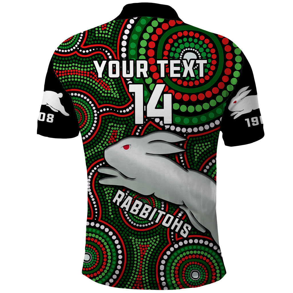 Personalised Rabbitohs Rugby Polo Shirt Souths 1908 Indigenous Art - Vibe Hoodie Shop