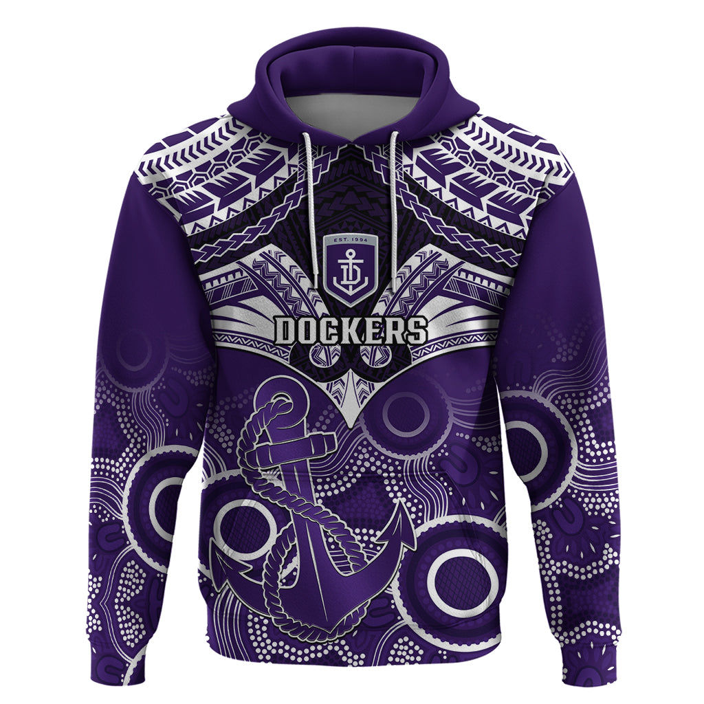 Dockers Football Hoodie Fremantle Aboriginal Mix Polynesian Pattern - Vibe Hoodie Shop
