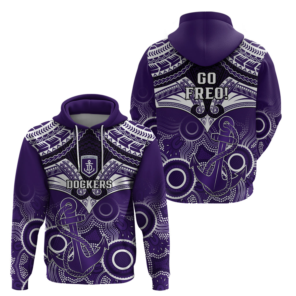 Dockers Football Hoodie Fremantle Aboriginal Mix Polynesian Pattern - Vibe Hoodie Shop