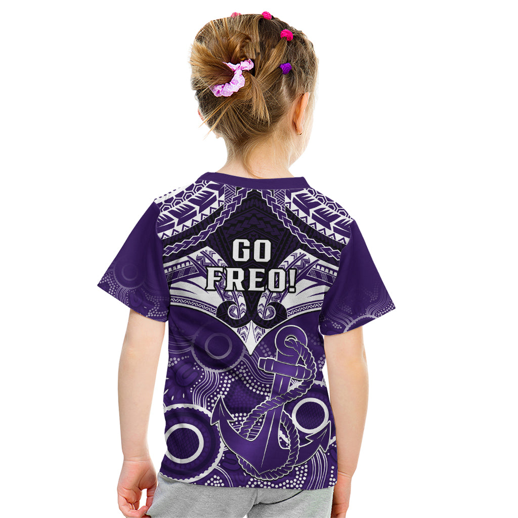 Dockers Football Kid T Shirt Fremantle Aboriginal Mix Polynesian Pattern - Vibe Hoodie Shop