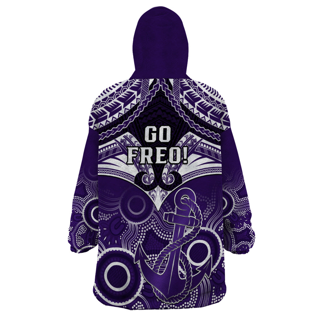 Dockers Football Wearable Blanket Hoodie Fremantle Aboriginal Mix Polynesian Pattern - Vibe Hoodie Shop