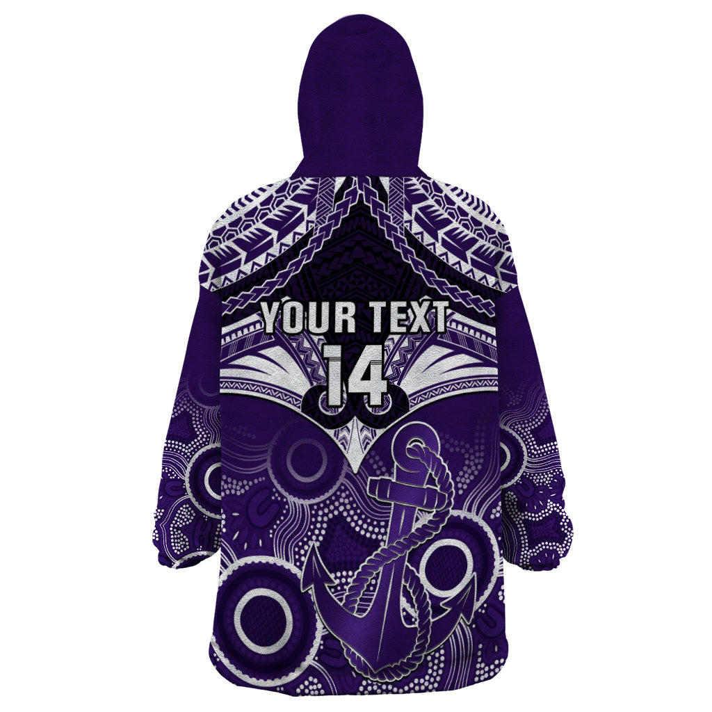 Personalised Dockers Football Wearable Blanket Hoodie Fremantle Aboriginal Mix Polynesian Pattern - Vibe Hoodie Shop