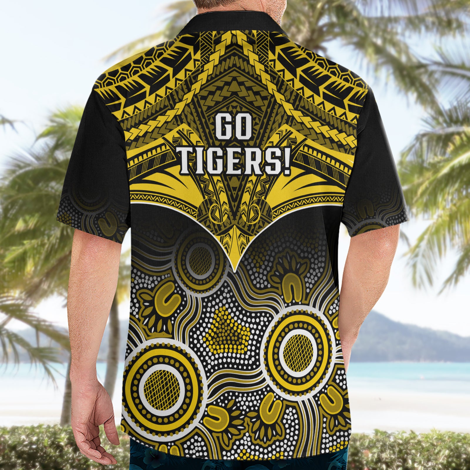 Richmond Football Hawaiian Shirt Tigers Aboriginal Mix Polynesian Pattern - Vibe Hoodie Shop