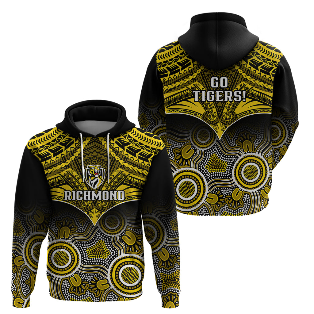 Richmond Football Hoodie Tigers Aboriginal Mix Polynesian Pattern - Vibe Hoodie Shop