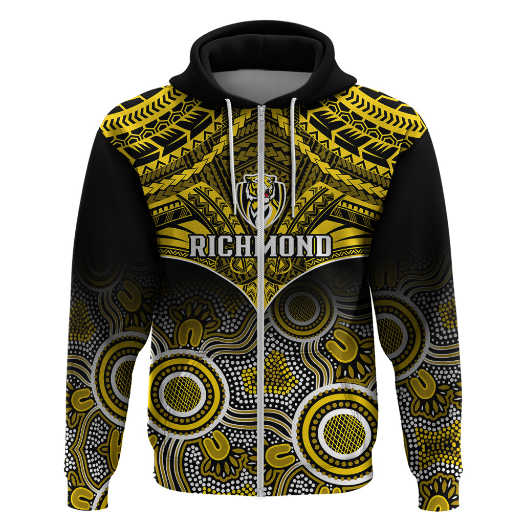 Richmond Football Hoodie Tigers Aboriginal Mix Polynesian Pattern - Vibe Hoodie Shop