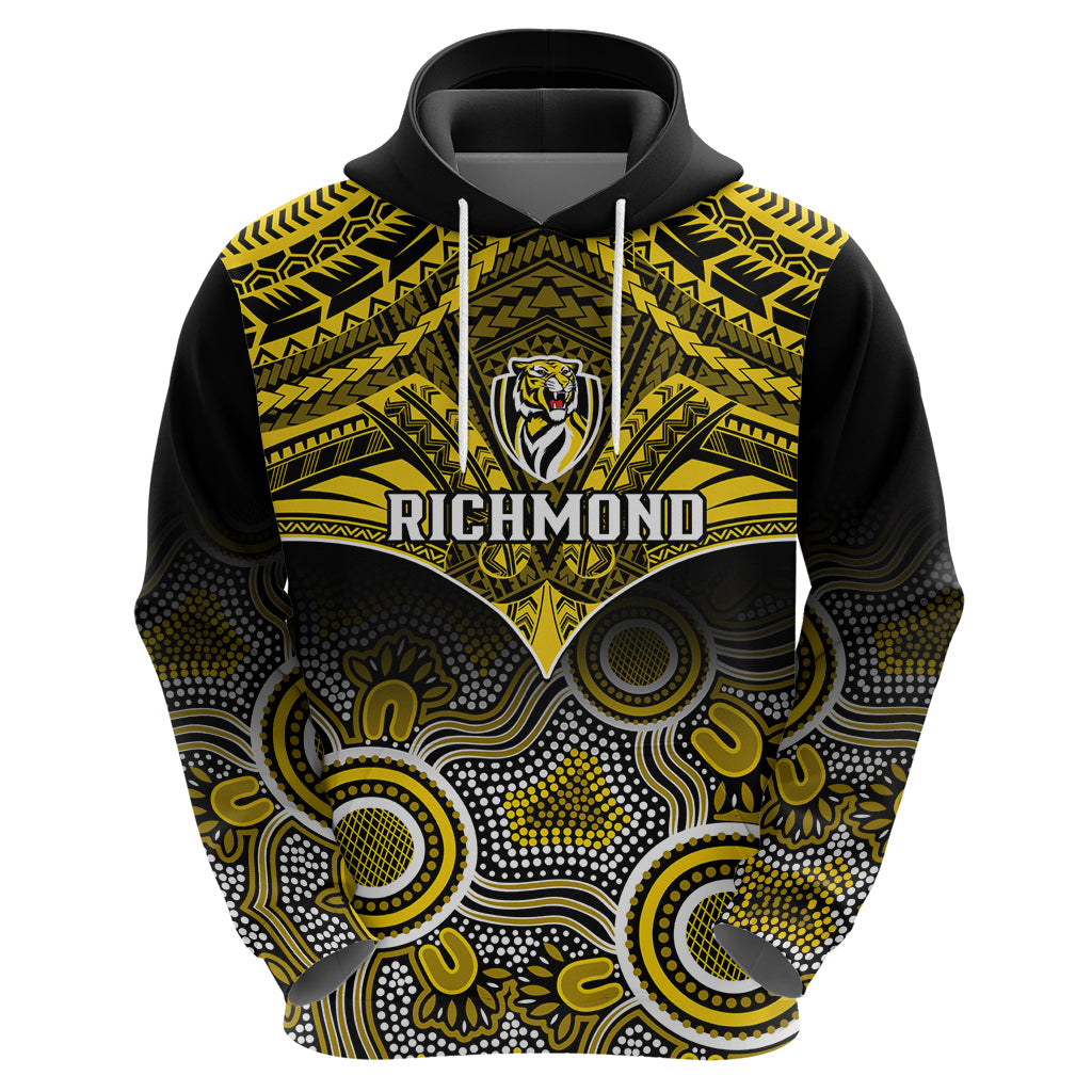 Richmond Football Hoodie Tigers Aboriginal Mix Polynesian Pattern - Vibe Hoodie Shop