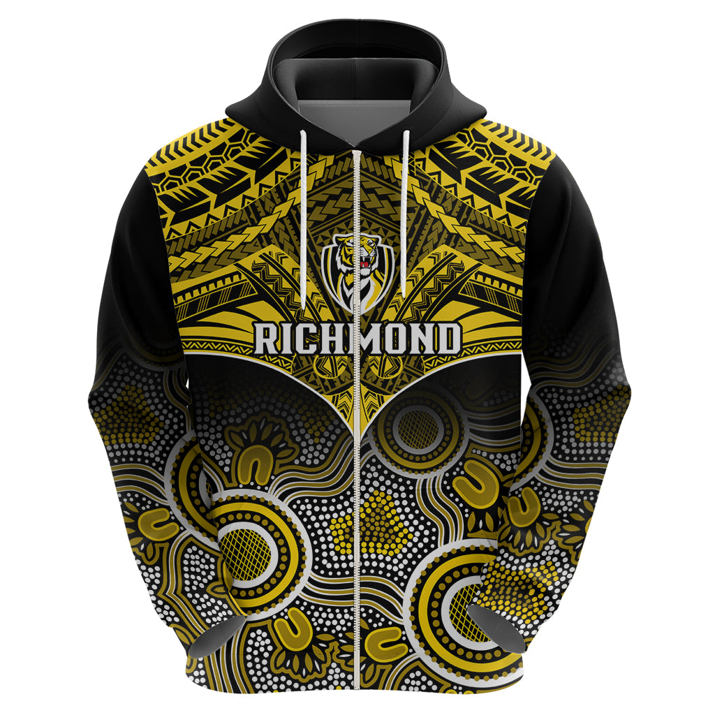Richmond Football Hoodie Tigers Aboriginal Mix Polynesian Pattern - Vibe Hoodie Shop