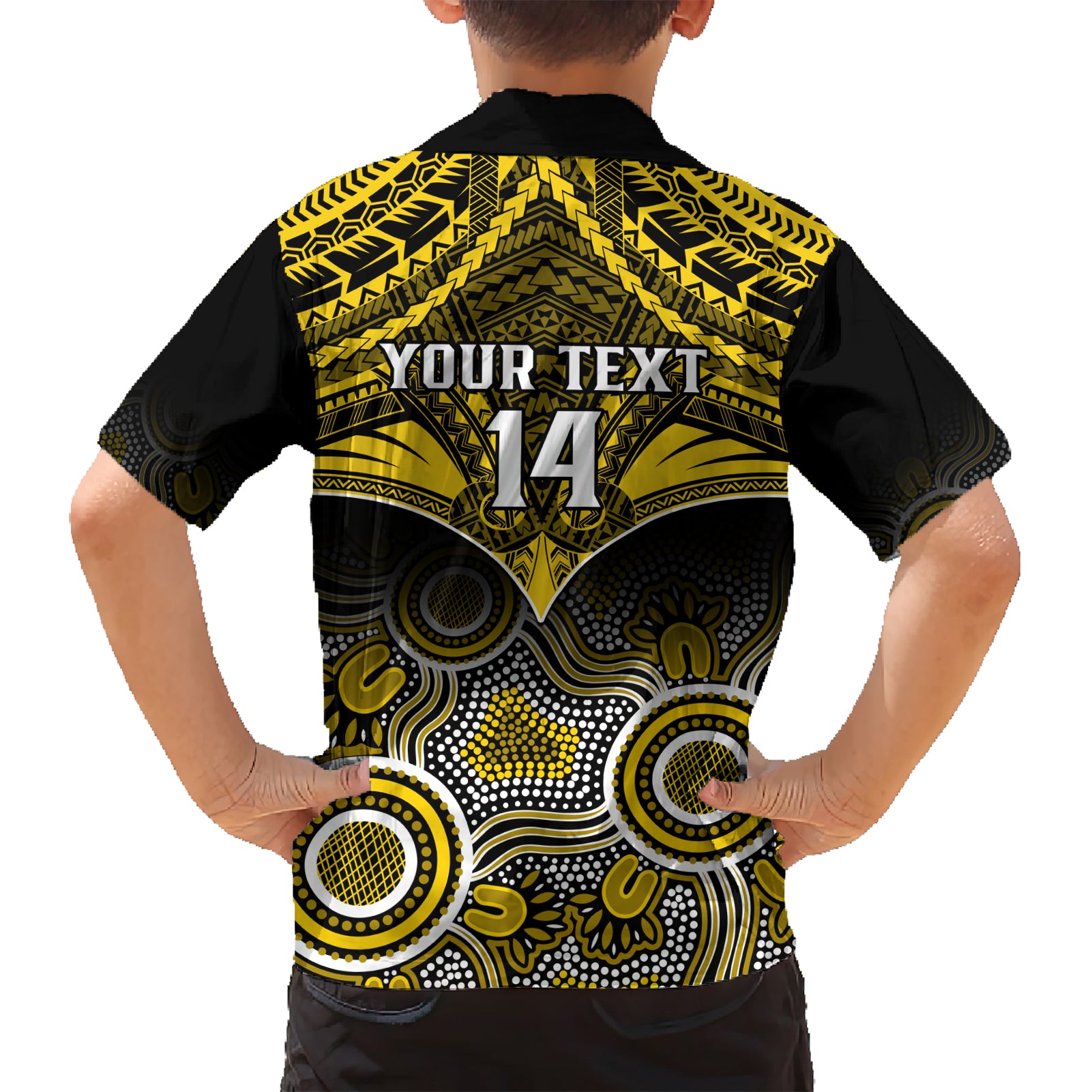 Personalised Richmond Football Hawaiian Shirt Tigers Aboriginal Mix Polynesian Pattern - Vibe Hoodie Shop