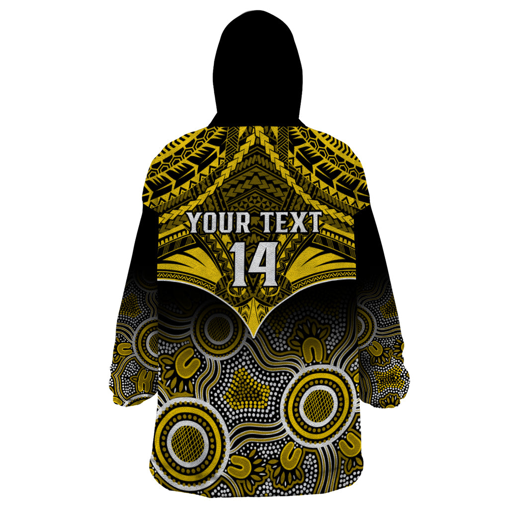 Personalised Richmond Football Wearable Blanket Hoodie Tigers Aboriginal Mix Polynesian Pattern - Vibe Hoodie Shop